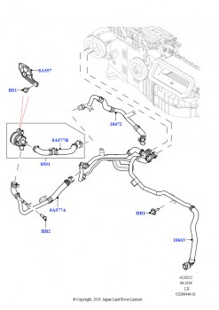 Шланги отопителя (Передний, 3.0L AJ20P6 Petrol High, Без отопителя, С передн.комфорт. конд.возд.(IHKA), 3.0L AJ20P6 Petrol High, С отопителем PTC, С передн.комфорт. конд.возд.(IHKA