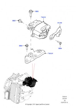 Опора коробки передач (2.0L AJ20P4 Petrol Mid NFE, 9 Speed Auto Trans 9HP50, Изготовитель - Changsu (Китай), 2.0L AJ20P4 Petrol E100 NFE, 9 Speed Auto Trans 9HP50, Изготовитель - C