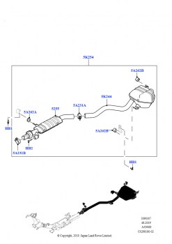 Задняя система выпуска (2.0L AJ20D4 Diesel Mid NFE, Сборочный завод Хэйлвуд, 2.0L AJ20D4 Diesel High NFE, Сборочный завод Хэйлвуд, 2.0L AJ20D4 Diesel LF NFE, Сборочный завод Хэйлву