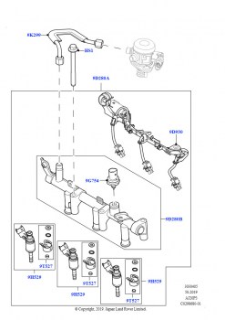 Топливные форсунки и трубопроводы (1.5L AJ20P3 Petrol High PHEV, Сборочный завод Хэйлвуд)