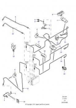 Передние тормозные трубопроводы (LHD, АБС.торм.,действ.на все колес.)