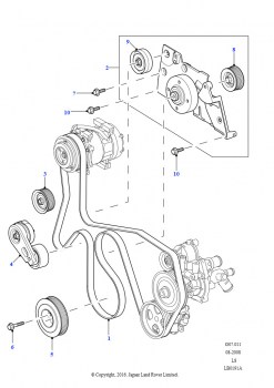 Шкивы и приводные ремни (2.4L Duratorq-TDCi HPCR(140PS)-Puma, С кондиц. возд., упр.вручную 4)