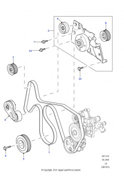 Шкивы и приводные ремни (2.4L Duratorq-TDCi HPCR(140PS)-Puma, Без сист.кондиционирования возд.)
