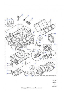 Блок, коленчатый вал, шатуны, поршни (2,5 л KV6 бензин, Автоматическая коробка передач)