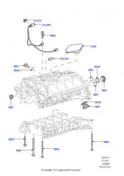 Блок цилиндров и заглушки (AJ бензин 4.2 V8 Supercharged)