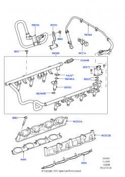 Топливные форсунки и трубопроводы (AJ бензин 4.2 V8 Supercharged)