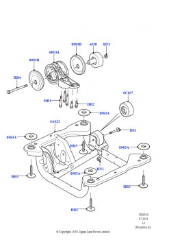 Опора коробки передач (AJ бензин 4.4 V8 EFI (220кВт), AJ бензин 4.2 V8 Supercharged, 3,6 л V8 32V DOHC EFi дизель Lion)