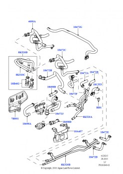 Шланги отопителя (4-зоновое кондиционирование воздуха, 3,6 л V8 32V DOHC EFi дизель Lion, С сист.кондиц.возд.-передн./задн., AJ бензин 4.4 V8 EFI (220кВт), С сист.кондиц.возд.-пере