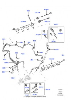 Топливные форсунки и трубопроводы (5,0 л OHC SGDI SC V8 бензин - AJ133)