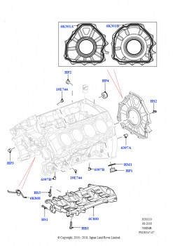 Блок цилиндров и заглушки (5,0 л OHC SGDI NA V8 бензин - AJ133)