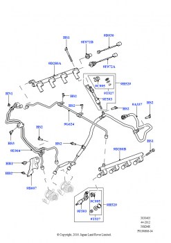 Топливные форсунки и трубопроводы (5,0 л OHC SGDI NA V8 бензин - AJ133)