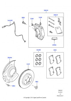 Диски и суппорты передних тормозов (4.4L DOHC DITC V8 Diesel, 5,0 л OHC SGDI SC V8 бензин - AJ133)
