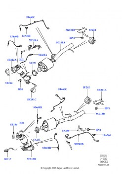 Система выпуска (Передний, 3,6 л V8 32V DOHC EFi дизель Lion, 4-й этап + контр.токсичн.DPF/CDPF, С фильтр.тверд.прод.сгор. диз.топ.)