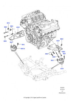 Опора двигателя (5,0 л OHC SGDI NA V8 бензин - AJ133, 5,0 л OHC SGDI SC V8 бензин - AJ133)