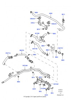 Шланги отопителя (5,0 л OHC SGDI SC V8 бензин - AJ133, С передн.комфорт. конд.возд.(IHKA), Стояночный отопитель с дист.упр., 5,0 л OHC SGDI NA V8 бензин - AJ133, С передн.комфорт. 