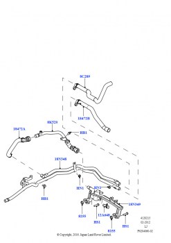 Шланги отопителя (5,0 л OHC SGDI NA V8 бензин - AJ133, С передн.комфорт. конд.возд.(IHKA), Без парковочного отопителя, 5,0 л OHC SGDI SC V8 бензин - AJ133, С передн.комфорт. конд.в