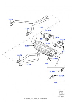 Система выпуска (Задний, 3,6 л V8 32V DOHC EFi дизель Lion)