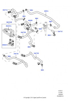 Шланги отопителя (Передний, 3,6 л V8 32V DOHC EFi дизель Lion, С сист.кондиц.возд.-передн./задн.)